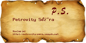 Petrovity Sára névjegykártya